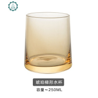 炫彩玻璃杯威士忌啤酒杯创意果汁牛奶杯ins家用金边水杯茶杯日式 封后 梯形琥珀杯