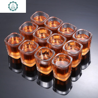 加厚玻璃烈酒杯四方杯小方杯子白酒杯啤酒一口杯KTV酒吧酒店用杯 封后 12只装四方杯(60ml)