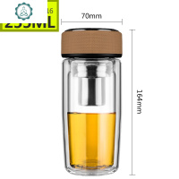 双层玻璃杯大肚子便携车载商务泡茶杯子口杯水杯茶杯 V17 封后 V16布纹黄255ml新款简装