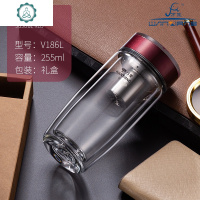 玻璃杯双层商务男女士简约隔热水杯时尚个性创意茶杯家用杯子 封后 V186L-255ml-枣红色