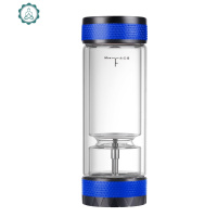 雅布旋转定位茶水分离杯车载便携泡茶杯绿茶龙井两头双层玻璃水杯 封后 蓝色礼盒装380ML玻璃杯