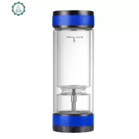 雅布旋转定位茶水分离杯车载便携泡茶杯绿茶龙井两头双层玻璃水杯 封后 蓝色礼盒装380ML玻璃杯