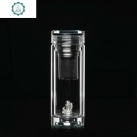 S999银饰双层玻璃杯 商务水杯子水晶杯保温过滤银男士泡茶杯 封后 龙腾杯-财鲤