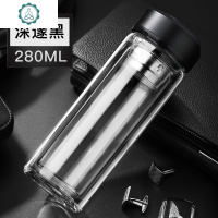 双层隔热玻璃杯车载保温男女士茶杯便携水杯茶叶杯子防烫防摔 封后 黑色280ML