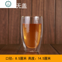 家用双层玻璃杯隔热透明茶杯创意水杯耐热咖啡杯果汁饮料杯子盖 封后 450毫升双层杯无盖