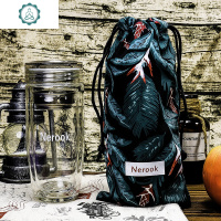 水杯简约清新森系 网红玻璃杯ins风女便携双层防摔过滤网泡茶杯子 封后 黑墨绿杯套