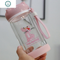 水杯可爱文艺玻璃杯时尚创意双层杯子防烫韩版带盖泡茶杯迷你提绳 封后 耍酷280ml935双层玻璃杯