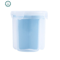 密封罐厨房五谷杂粮罐家用食品密封收纳罐大米豆类分格塑料储物盒 封后 蓝色-小号(3格)