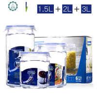 玻璃密封罐食品级蜂蜜柚子茶玻璃罐五谷杂粮储物罐大号 封后 3+2+1.5[礼盒装]