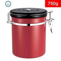 咖啡豆密封罐 带排气阀不锈钢食品罐茶叶罐会呼吸储存罐 封后 酒红色(可装750克咖啡豆)