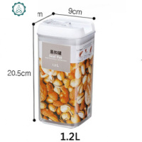 塑料密封罐 透明奶粉罐 易扣罐 厨房干货杂粮收纳罐储物罐 封后 方形1.2