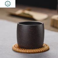 宜兴紫砂杯 粗砂品茗茶杯小号小口全手工原矿茶杯单杯主人杯 封后 黑金砂小杯[圆筒光素款]80