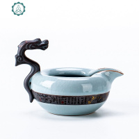 |禅风黑石头釉公道杯 黑陶分茶器 日式功夫茶具粗陶分茶器 封后 [嬉游]公道杯