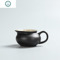 |禅风黑石头釉公道杯 黑陶分茶器 日式功夫茶具粗陶分茶器 封后 禅风黑--手把公道杯