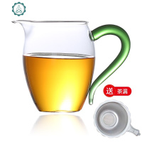 梵师套装玻璃茶海带茶漏加厚分茶器耐热玻璃公道杯茶漏大号 封后 绿把-玲珑公杯茶具