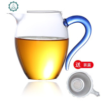 梵师套装玻璃茶海带茶漏加厚分茶器耐热玻璃公道杯茶漏大号 封后 蓝把-玲珑公杯茶具