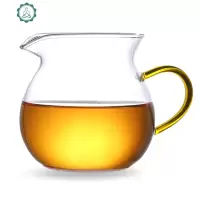 耐热玻璃公道杯茶漏 玻璃分茶器功夫茶具透明玻璃茶海 封后 黄把-公道杯