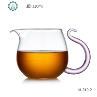 玻璃公道杯加厚公杯功夫茶具茶叶过滤器茶海分茶器 封后 粉色把