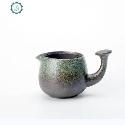 福器瓷堂丨粗陶复古公道杯茶海分茶器陶瓷功夫茶具配件 封后 鸿运当头(春绿)250