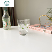 ins日式手绘小清新雏菊锤目纹玻璃杯茶杯水杯果汁饮料杯家用杯子 封后 花环雏菊矮款/单只