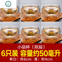 耐热玻璃杯功夫茶具家用玻璃茶碗小品茗杯单层茶杯子透明带把水杯 封后 小品杯(约50ML)6只装