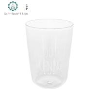 透明水杯玻璃杯大容量早餐杯燕麦杯家用牛奶杯咖啡杯奶茶杯果汁杯 封后 不带手柄白字母