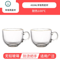 家用杯金边玻璃杯玻璃水杯简约ins风带把牛奶杯早餐杯咖啡杯杯子 封后 金边款2只装