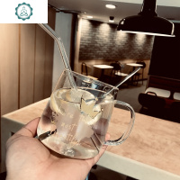杯子创意个性潮流玻璃杯家用带把盖大容量可爱少女水杯简约办公室 封后 皇冠C款+瓷盖+勺+吸管送杯刷垫