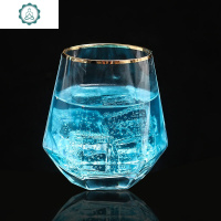 玻璃杯ins风 金边水杯北欧网红家用个性创意喝水几何酒杯透明杯子 封后 六棱杯[金边]