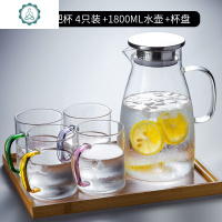 封后(FENGHOU)玻璃水杯家用茶杯牛奶杯喝水杯子耐热透明套装冷水壶客厅简约6 [不混杯套装]四色杯400ml4只装+