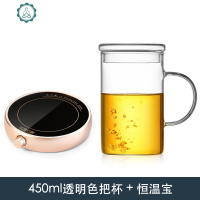 绿茶玻璃杯家用带盖透明水杯办公室茶杯大号1000ml带把杯子 封后 经典杯+保温底座