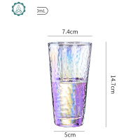 家用金边炫彩玻璃杯ins风网红水杯高颜值水杯女七彩锤纹杯子彩色 封后 340ml炫彩锤纹杯