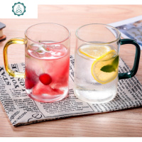 果汁家用带把彩单层家居玻璃杯带手柄高硼硅水杯耐热防爆绿茶杯 封后 300毫升(2个)颜色备注联系客服
