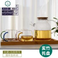 家用玻璃杯子 耐热水杯 办公室泡茶杯isn早餐杯绿茶杯牛奶杯 封后 4杯+水壶+竹盘[四人套餐]