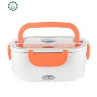 大容量出租车载可插电加热饭保温饭盒车用12v24v两用货车自热 封后 橙色[外贸英文包装]