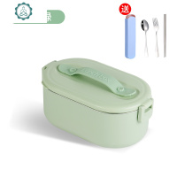 电热饭盒可插电加热便当盒迷你保温免注水上班族便携带饭热饭 封后 北欧绿(送餐具)普通电线