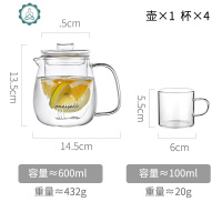 家用玻璃水瓶大容量冷水壶储水耐热高温日式凉开水杯柠檬杯具套装 封后 600+4小杯凉水壶