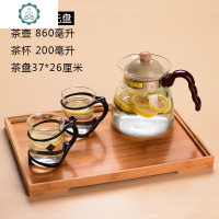 玻璃凉水壶手工大花茶水果茶杯可直火加热烧水茶壶 封后 FH-007P+2只茶杯+FY-503