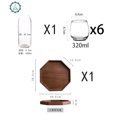 封后(FENGHOU)家用玻璃冷水壶 耐热大容量凉水壶 创意超大透明密封水壶 封 1.5直身丹麦壶+6个[320