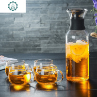 加厚大容量玻璃凉水壶 家居水具耐热茶壶丹麦冷水壶 封后 1.4直丹麦+把杯[四个]