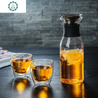 加厚大容量玻璃凉水壶 家居水具耐热茶壶丹麦冷水壶 封后 1直丹麦+双层杯[两个]