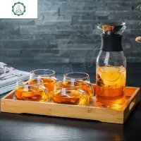 加厚大容量玻璃凉水壶 家居水具耐热茶壶丹麦冷水壶 封后 1直丹麦+把杯[四个]+茶盘