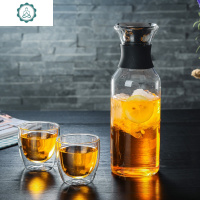 加厚大容量玻璃凉水壶 家居水具耐热茶壶丹麦冷水壶 封后 1.4直丹麦+双层杯[两个]