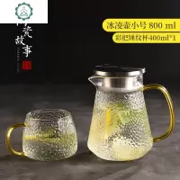 冷水壶耐热高温玻璃开水杯家用防爆扎壶套装大容量冰果汁壶凉水壶 封后 冰凌壶800+冰晶杯X1