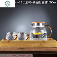 封后(FENGHOU)冷水壶玻璃凉水壶耐热高温可爱凉白开水杯家用大容量北欧扎壶套 15-1.0竹盖-乐宴(矮款)凉水壶