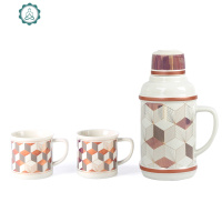 老上海复古陶瓷冷水壶配水杯防爆家用凉水壶大容量可放冰箱 封后 正方肌理(1壶2杯)