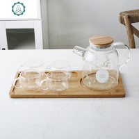 玻璃套装白开水开水大水壶杯子茶壶泡茶耐热容量冷水凉白开日式过 封后 春意之林(大凉水壶)+4杯+托盘