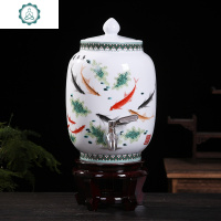 景德镇水壶陶瓷大容量凉水罐家用冷白开冷水壶带龙头s壶 封后 年年有鱼7斤水壶304钢龙头+底座凉水壶