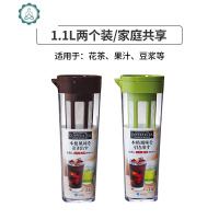 冷水壶家用冷泡杯凉水杯塑料式凉茶壶冷萃咖啡杯 封后 [量贩装]棕色+绿色凉水壶