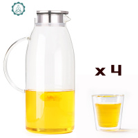 特大容量耐热防爆玻璃凉水杯盛储冷水壶装开水扎壶超大号凉壶2.8 封后 2800企鹅壶+4只220双层杯凉水壶